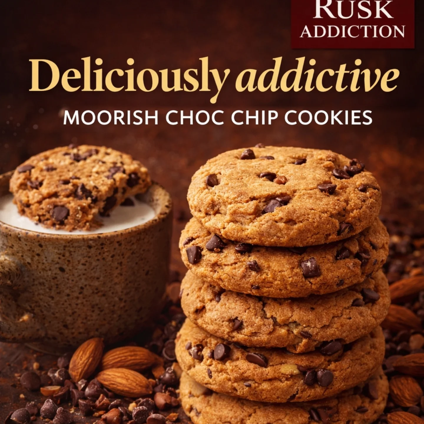 Rusk Addiction chocolate chip cookies pictured in their Instagram collection