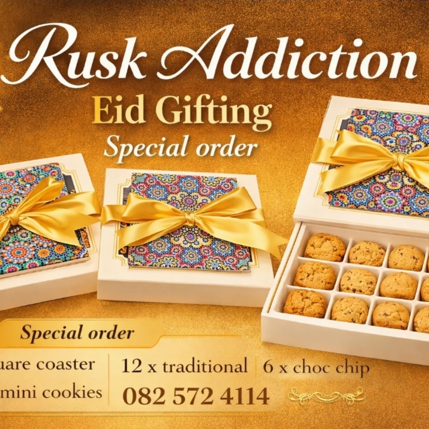 Rusk Addiction special-order Eid gift packs with rusks and cookies